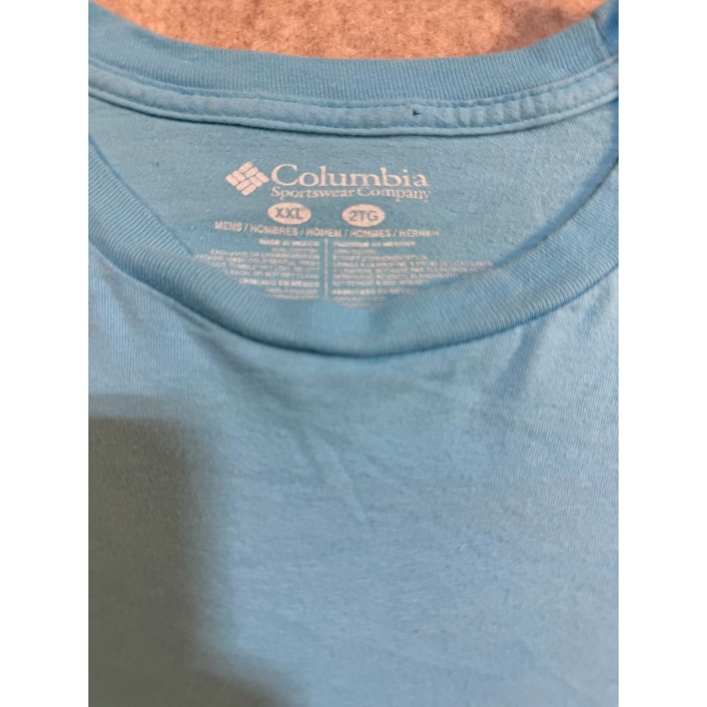 Columbia PFG Mens XXL Blue Graphic T-Shirt Fish American Flag Short Sleevecotton - Picture 3 of 6